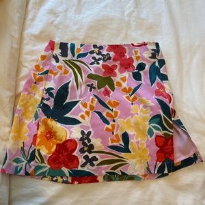 Never Worn- Side Slit Pink Floral Skirt